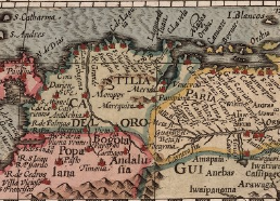 Figura 5. Detalle de la península de La Guajira en Gerhard Mercator, Jodocus Hondius y Hendrik Hondius, America Meridionalis (1623, Amsterdam).